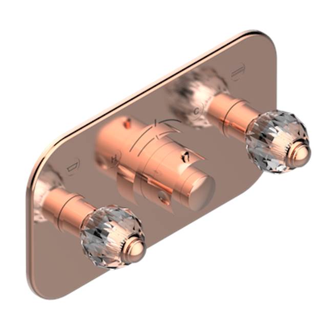 THG - Trim For Thg Thermostat With 2 Valves Ref. 5 401ahm/us Rough Part Supplied With Fixing Box, Item To Be Installed Horizontal - Blush PVD