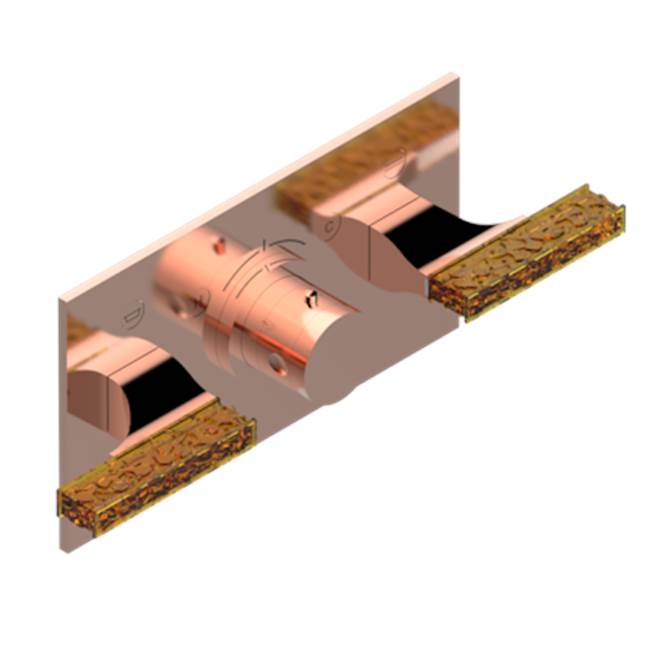 THG - Trim For Thg Thermostat With 2 Valves Ref. 5 401ahm/us Rough Part Supplied With Fixing Box, Item To Be Installed Horizontal - Blush PVD