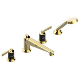 THG - Roman Tub Set With Diverter Spout And Handshower, 3/4'' Valves - Gold Polished