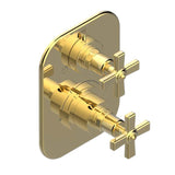 THG - Trim For Thg Thermostat With Stop Valve And 3-way Diverter, Rough Part Supplied With Fixing Box Ref.5 600ae/us - Gold Color PVD