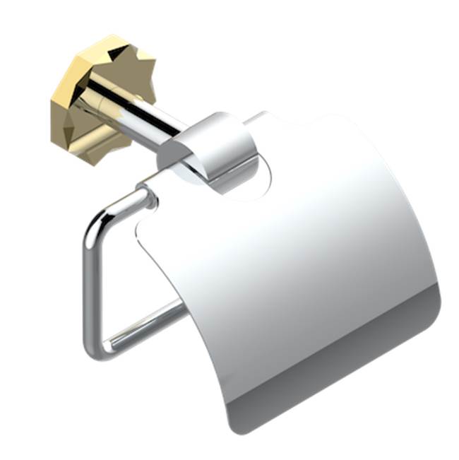 THG - Toilet Paper Holder, Single Mount With Cover - Chrome Polished Gold Polished
