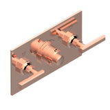 THG - Trim For Thg Thermostat With 2 Valves Ref. 5 401ahm/us Rough Part Supplied With Fixing Box, Item To Be Installed Horizontal - Blush PVD