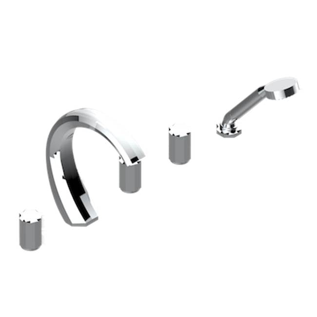 THG - Roman Tub Set With 2 x 3/4'' Valves And Rim Mounted Ceramic Mixer With Progressive Cartridge And Handshower - Matt Umber PVD