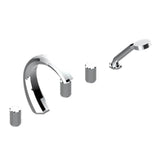 THG - Roman Tub Set With 2 x 3/4'' Valves And Rim Mounted Ceramic Mixer With Progressive Cartridge And Handshower - Matt Umber PVD