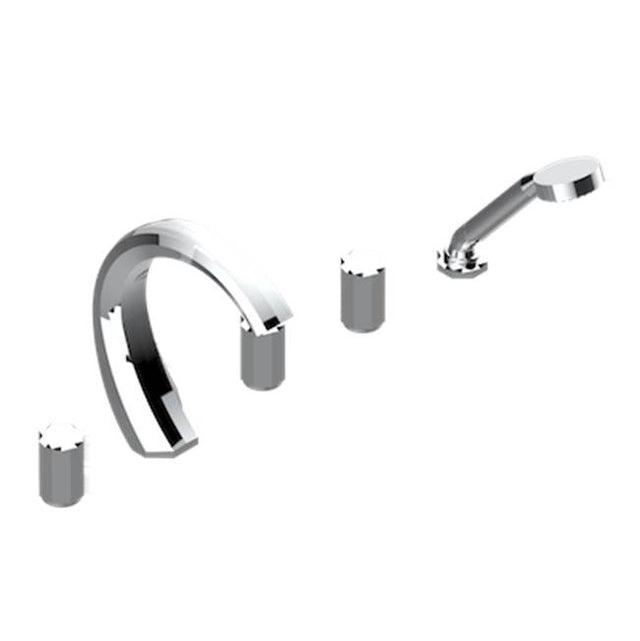 THG - Roman Tub Set With 2 x 3/4'' Valves And Rim Mounted Ceramic Mixer With Progressive Cartridge And Handshower - Matt Umber PVD