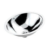 THG - Oval Basin, 19 1/2'' x 15 3/8'', With Overflow And Flat Edge, To Fix Under, Hammered Metal Finishing - Matt Chrome American Satin
