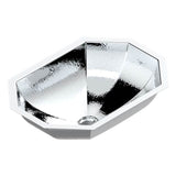 THG - Rectangular Basin 21 1/8'' x 15'' With Overflow And Flat Edge, To Fix Under, Hammered Metal Finishing - Matt Chrome American Satin