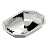 THG - Rectangular Basin 21 1/8'' x 15'' With Overflow And Flat Edge, To Fix Under, Hammered Metal Finishing - Matt Nickel American Satin