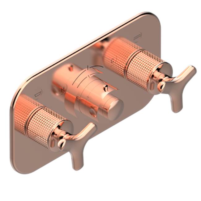 THG - Trim For Thg Thermostat With 2 Valves Ref. 5 401ahm/us Rough Part Supplied With Fixing Box, Item To Be Installed Horizontal - Blush PVD