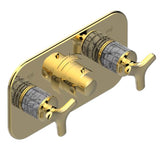 THG - Trim For Thg Thermostat With 2 Valves Ref. 5 401ahm/us Rough Part Supplied With Fixing Box, Item To Be Installed Horizontal - Gold Color PVD