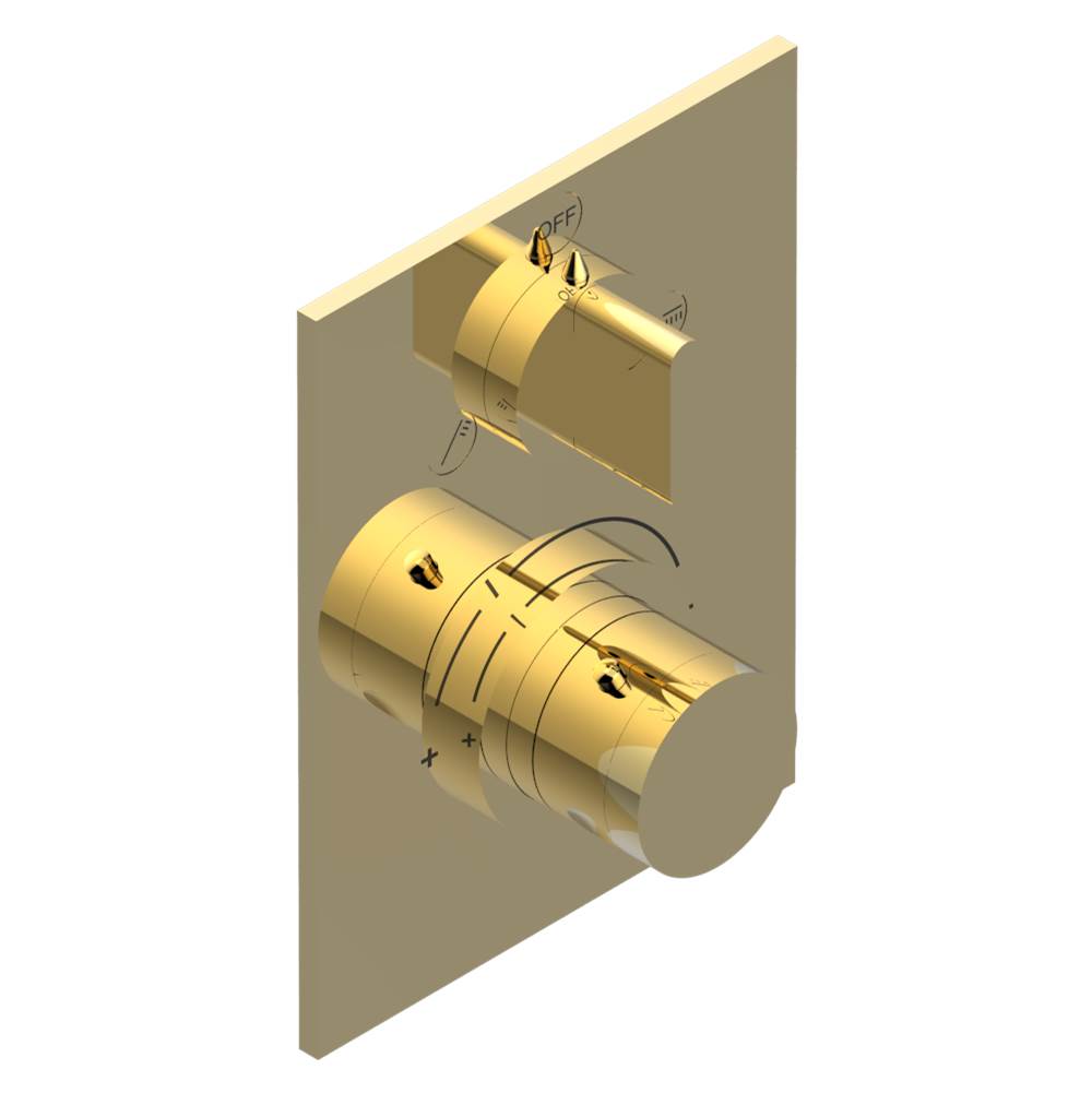 THG - Trim for THG thermostat with 2-way diverter, rough part supplied with fixing box ref. 5 500AE/US - Gold Color PVD
