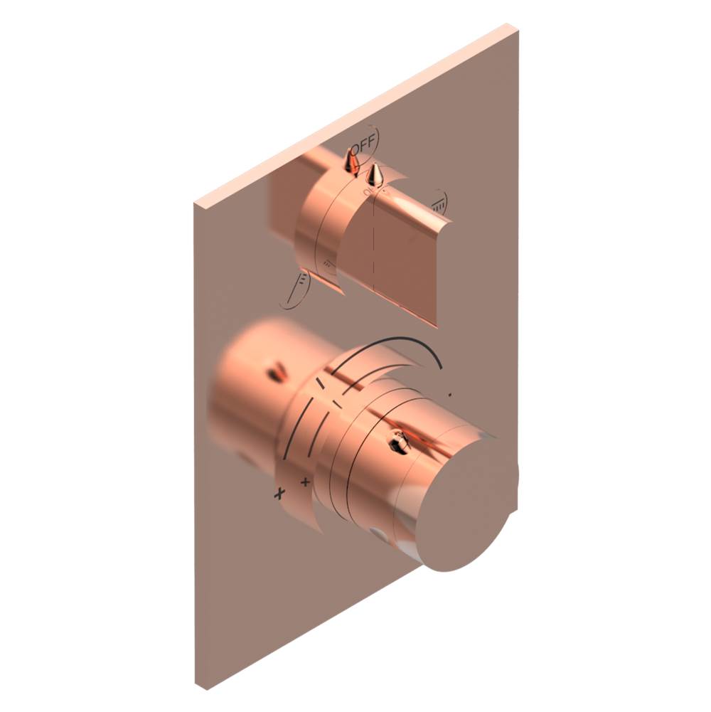 THG - Trim for THG thermostat with 2-way diverter, rough part supplied with fixing box ref. 5 500AE/US - Blush PVD