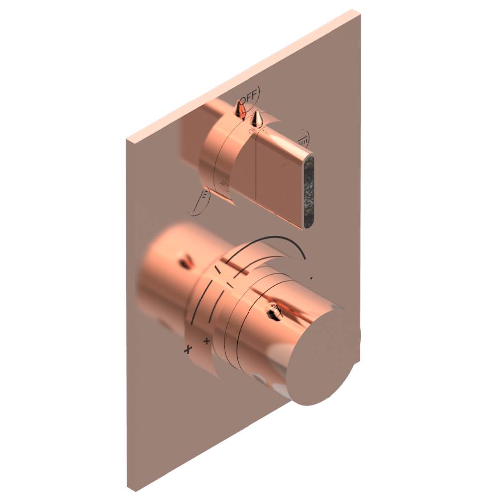 THG - Trim for THG thermostat with 2-way diverter, rough part supplied with fixing box ref. 5 500AE/US - Blush PVD