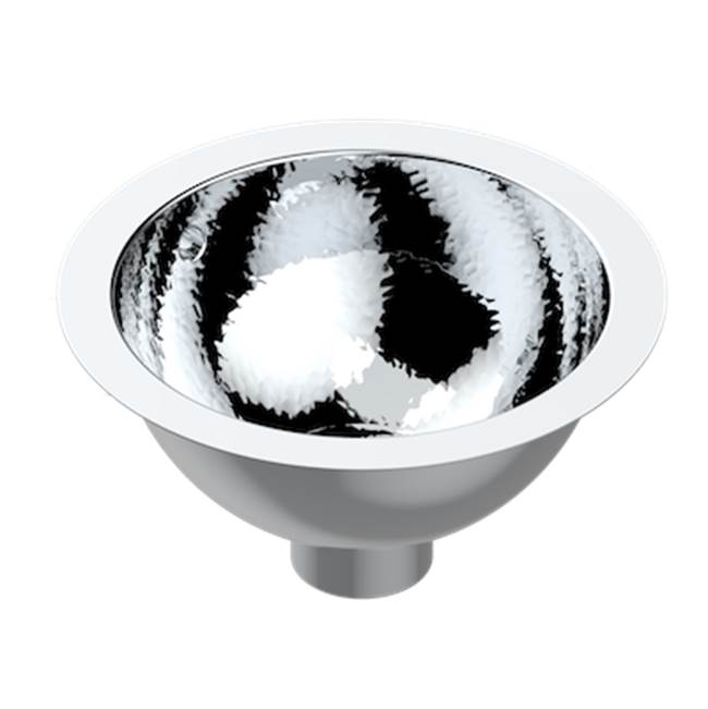 THG - Round Hand Basin, 10 3/8'' With Overflow With Flat Edge, To Fix Under, Hammered Metal Finishing - Matt Brown Bronze Color PVD