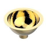 THG - Round Hand Basin, 10 3/8'' With Overflow With Flat Edge, To Fix Under, Hammered Metal Finishing - Gold Polished