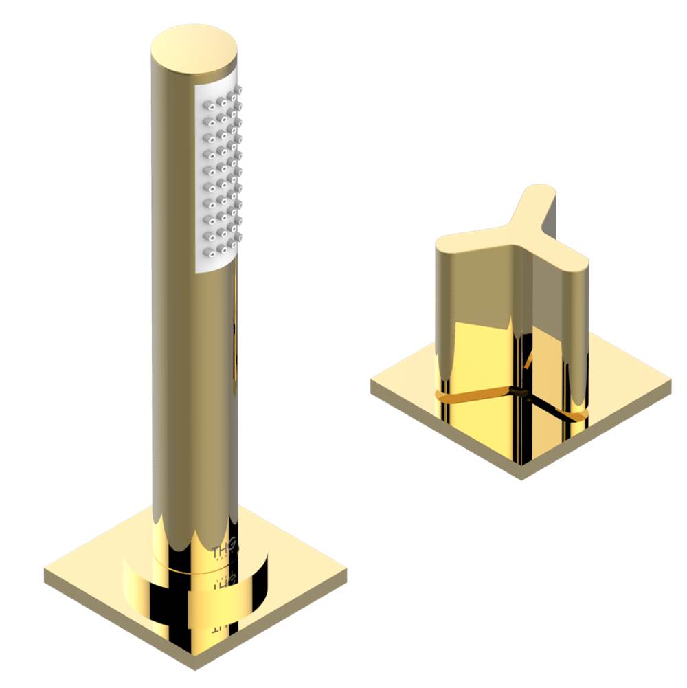 THG - Deck mounted mixer with handshower, progressive cartridge - Gold Polished