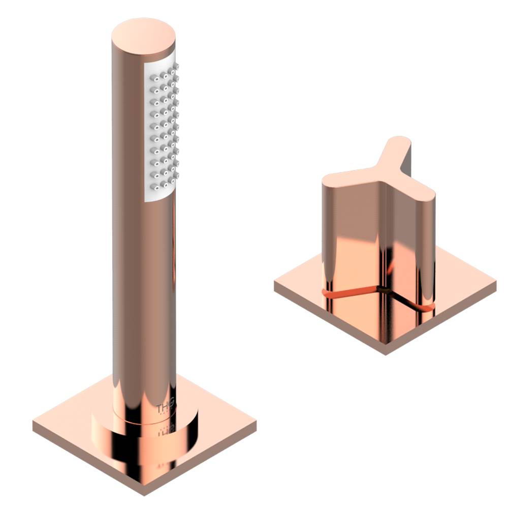 THG - Deck mounted mixer with handshower, progressive cartridge - Blush PVD