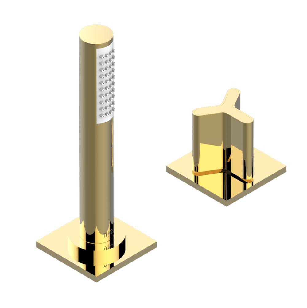 THG - Deck mounted mixer with handshower, progressive cartridge - Gold Polished