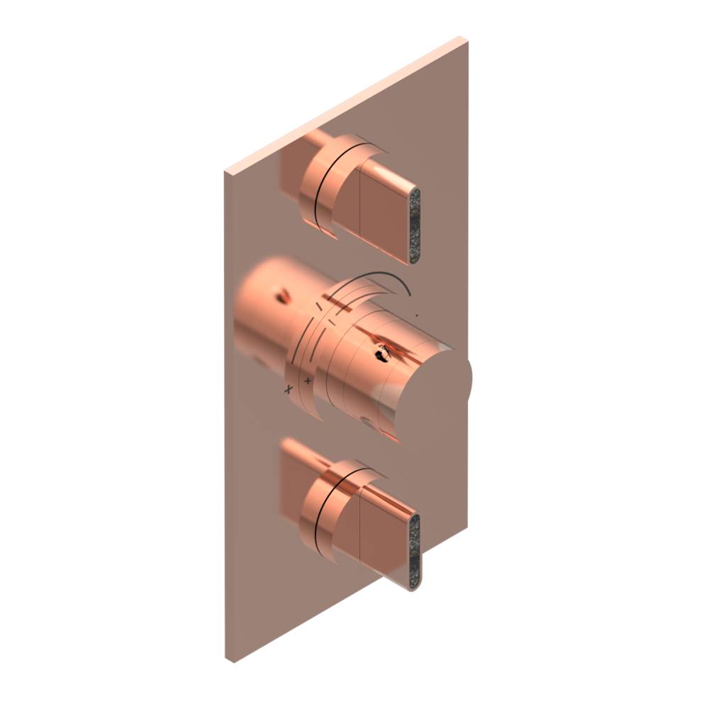 THG - Trim for THG thermostat 2 volume controls, rough part supplied with fixing box ref. 5 400AE/US - Blush PVD