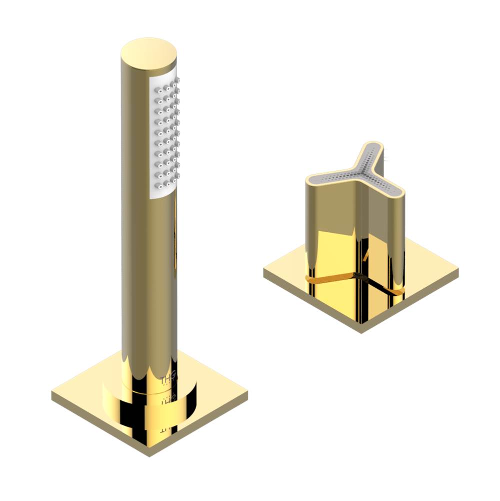 THG - Deck mounted mixer with handshower, progressive cartridge - Gold Polished