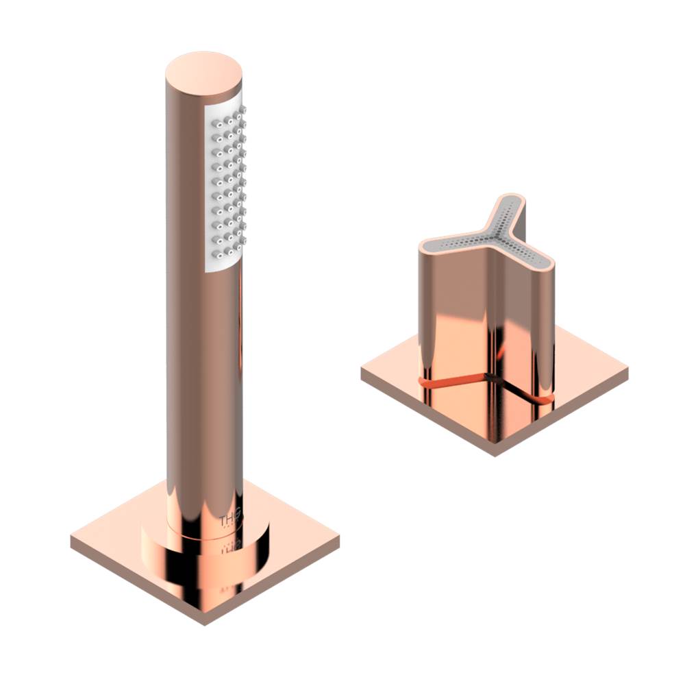 THG - Deck mounted mixer with handshower, progressive cartridge - Blush PVD