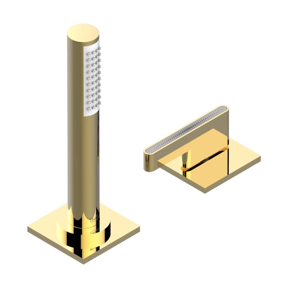 THG - Deck mounted mixer with handshower, progressive cartridge - Gold Color PVD