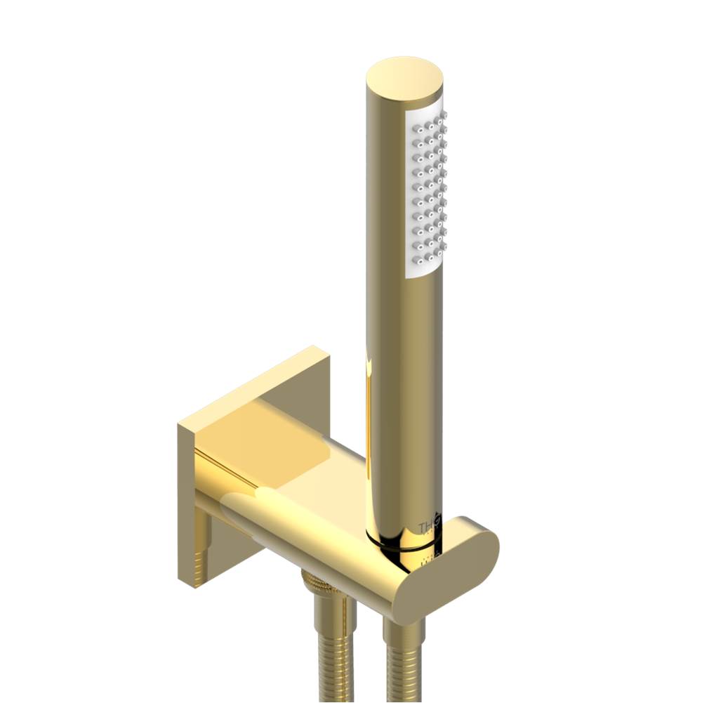 THG - Wall mounted handshower with integrated fixed hook - Gold Color PVD