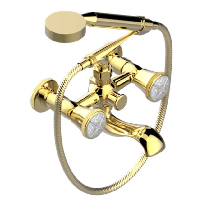 THG - Exposed Tub Filler With Cradle Handshower, Wall Mounted - Gold Polished