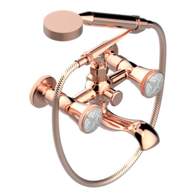 THG - Exposed Tub Filler With Cradle Handshower, Wall Mounted - Blush PVD