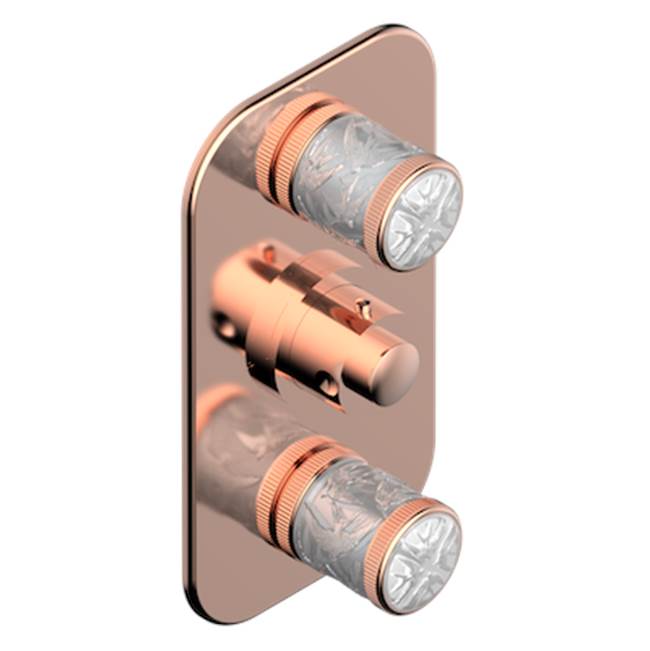THG - Trim For Thg Thermostat 2 Volume Controls, Rough Part Supplied With Fixing Box Ref. 5 400ae/us - Blush PVD