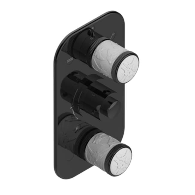 THG - Trim For Thg Thermostat 3 Functions, With One Off Function And 2 Outlets And One Single Off Function - Rough Part Supplied With Fixing Box - Brown Bronze Color PVD