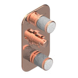THG - Trim For Thg Thermostat 3 Functions, With One Off Function And 2 Outlets And One Single Off Function - Rough Part Supplied With Fixing Box - Blush PVD