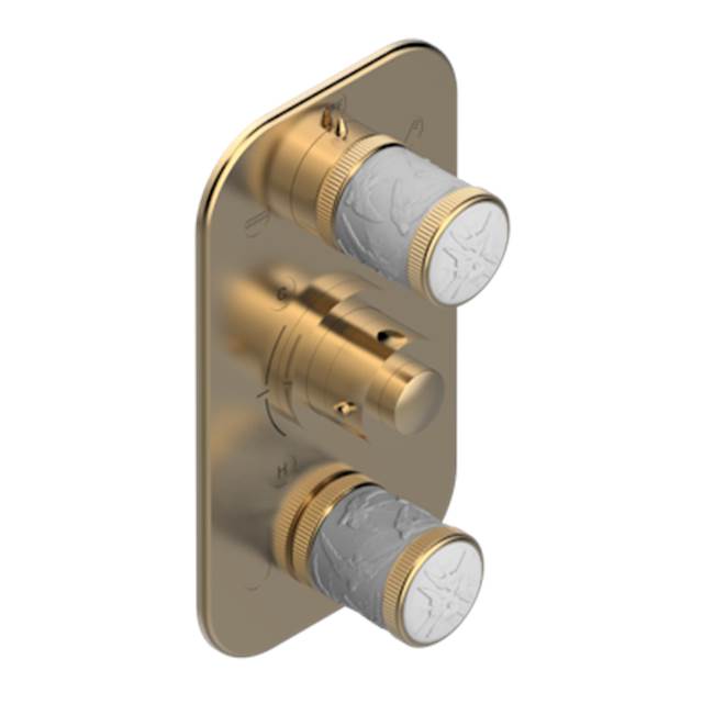 THG - Trim For Thg Thermostat 3 Functions, With One Off Function And 2 Outlets And One Single Off Function - Rough Part Supplied With Fixing Box - Matt Umber PVD