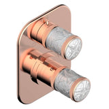 THG - Trim For Thg Thermostat With Stop Valve And 3-way Diverter, Rough Part Supplied With Fixing Box Ref.5 600ae/us - Blush PVD