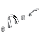 THG - Roman Tub Set With 2 x 3/4'' Valves And Rim Mounted Ceramic Mixer With Progressive Cartridge And Handshower - Matt Umber PVD