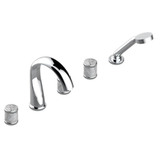 THG - Roman Tub Set With 2 x 3/4'' Valves And Rim Mounted Ceramic Mixer With Progressive Cartridge And Handshower - Matt Umber PVD