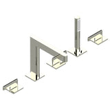 THG - Roman tub set with 2 x 3/4'' valves and rim mounted ceramic mixer with progressive cartridge and handshower - Nickel Polished
