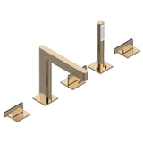 THG - Roman tub set with 2 x 3/4'' valves and rim mounted ceramic mixer with progressive cartridge and handshower - Matt Umber PVD