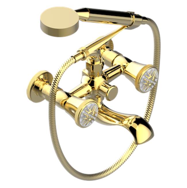 THG - Exposed Tub Filler With Cradle Handshower, Wall Mounted - Gold Color PVD