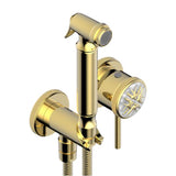 THG - Trim Only For WC Douche Includes Trigger Spray, Wall Mounted Single Lever Mixer, Reinforced Hose, Wall Outlet With Integrated Elbow And Safety Stopper - Gold Color PVD