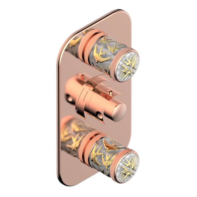 THG - Trim For Thg Thermostat 2 Volume Controls, Rough Part Supplied With Fixing Box Ref. 5 400ae/us - Blush PVD