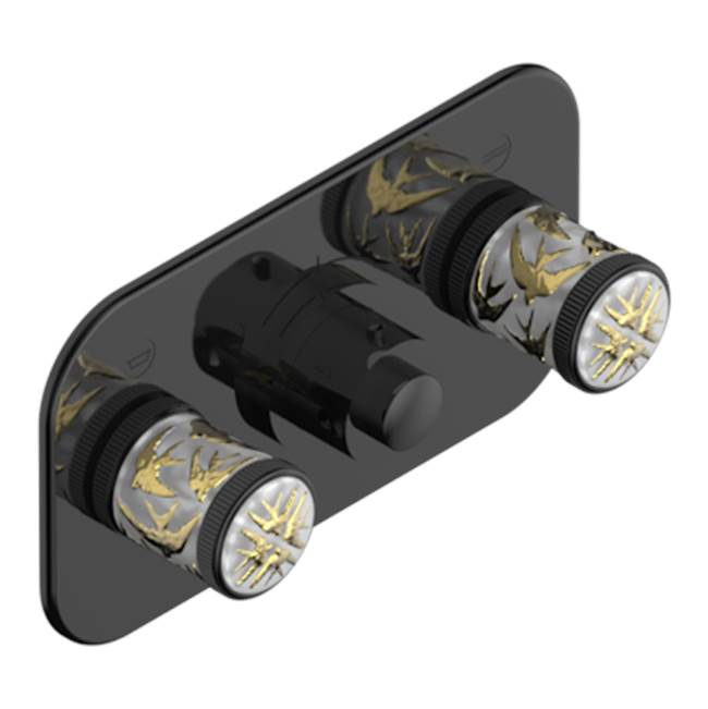 THG - Trim For Thg Thermostat With 2 Valves Ref. 5 401ahm/us Rough Part Supplied With Fixing Box, Item To Be Installed Horizontal - Brown Bronze Color PVD