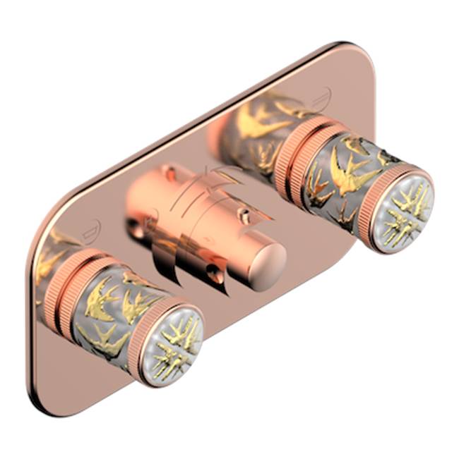 THG - Trim For Thg Thermostat With 2 Valves Ref. 5 401ahm/us Rough Part Supplied With Fixing Box, Item To Be Installed Horizontal - Blush PVD