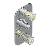 THG - Trim For Thg Thermostat 3 Functions, With One Off Function And 2 Outlets And One Single Off Function - Rough Part Supplied With Fixing Box - Umber PVD