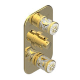 THG - Trim For Thg Thermostat 3 Functions, With One Off Function And 2 Outlets And One Single Off Function - Rough Part Supplied With Fixing Box - Gold Color PVD
