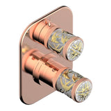 THG - Trim For Thg Thermostat With Stop Valve And 3-way Diverter, Rough Part Supplied With Fixing Box Ref.5 600ae/us - Blush PVD