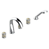 THG - Roman Tub Set With 2 x 3/4'' Valves And Rim Mounted Ceramic Mixer With Progressive Cartridge And Handshower - Matt Umber PVD