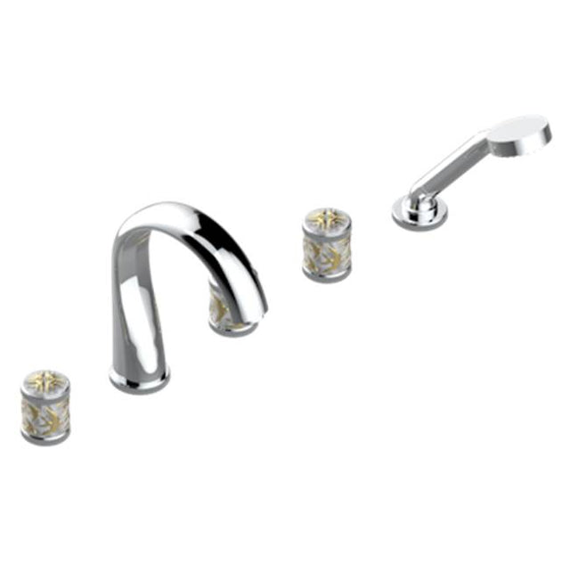 THG - Roman Tub Set With 2 x 3/4'' Valves And Rim Mounted Ceramic Mixer With Progressive Cartridge And Handshower - Matt Umber PVD
