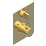 THG - Trim for THG thermostat with stop valve and 3-way diverter, rough part supplied with fixing box ref.5 600AE/US - Gold Color PVD