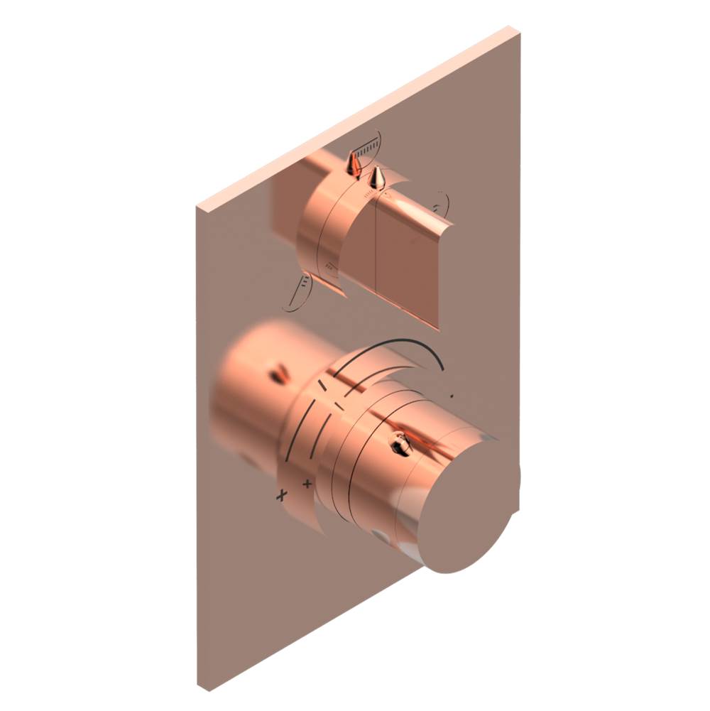 THG - Trim for THG thermostat with stop valve and 3-way diverter, rough part supplied with fixing box ref.5 600AE/US - Blush PVD